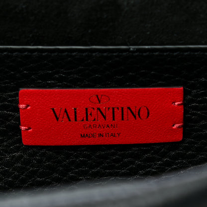 Valentino Garavani Grainy Calfskin Rockstud Double Flap Crossbody Bag Black 6 of 18