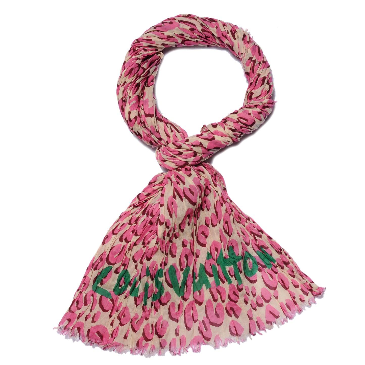 Cotton Leopard Pareo Blanc Corail