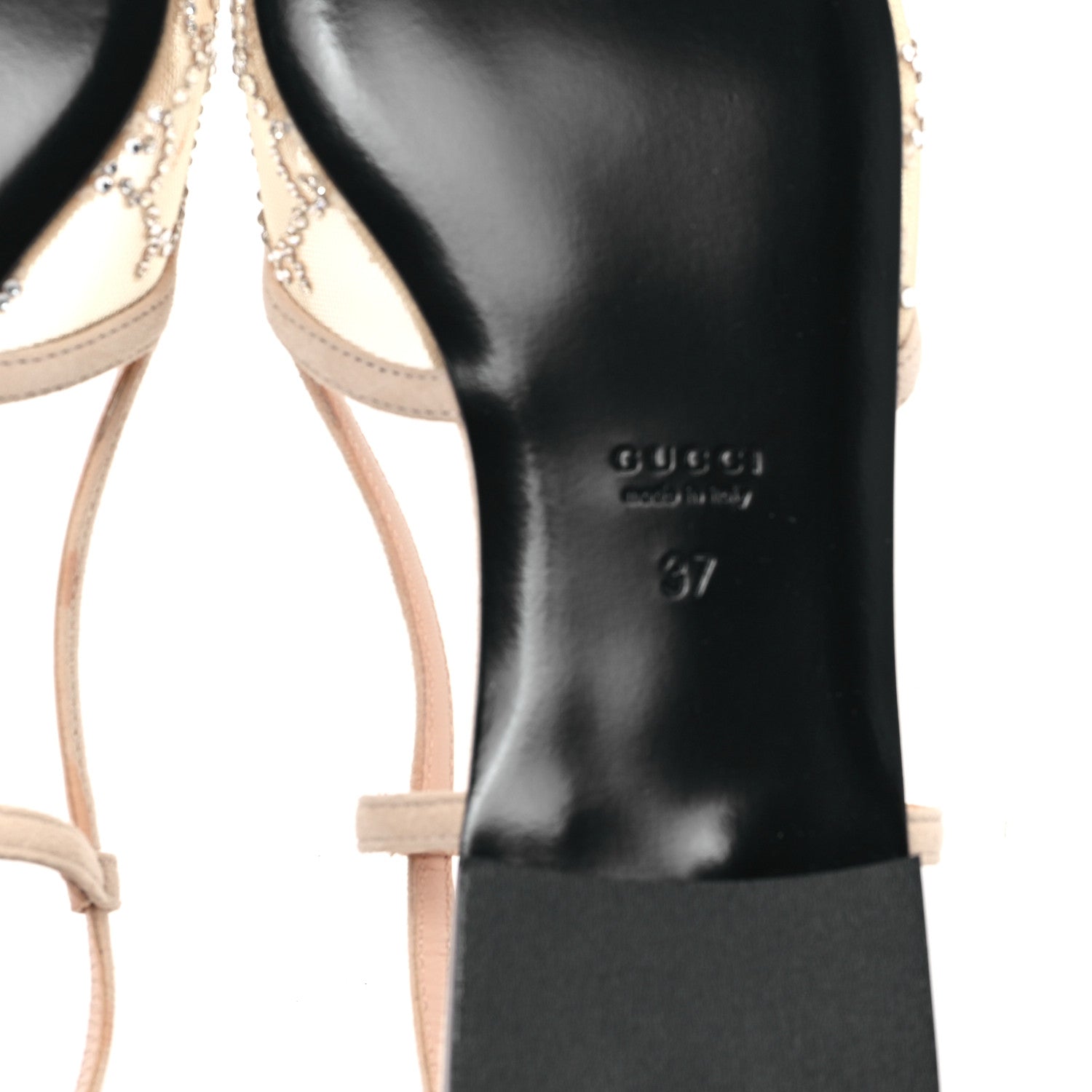Gucci Suede Mesh Crystal GG Monogram Slingback Ballet Flats 37 Light Powder Skin Rose 7 of 9