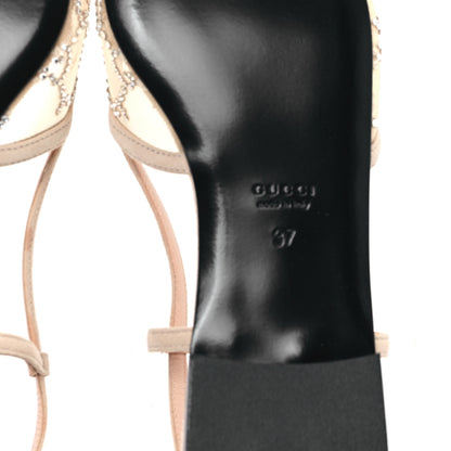Gucci Suede Mesh Crystal GG Monogram Slingback Ballet Flats 37 Light Powder Skin Rose 7 of 9