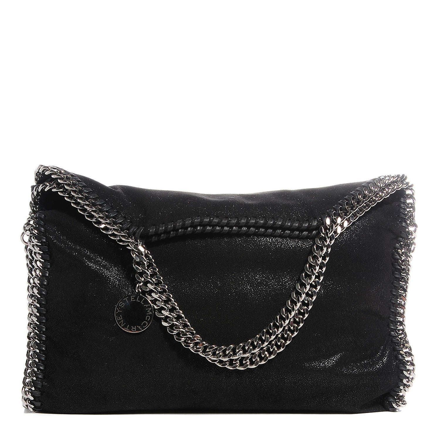 Stella McCartney Faux Leather Shaggy Deer Falabella Fold Over Tote Black 1 of 8