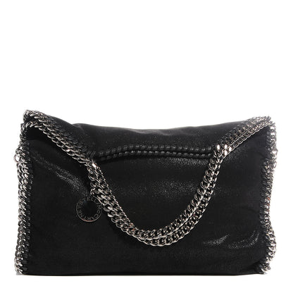 Stella McCartney Faux Leather Shaggy Deer Falabella Fold Over Tote Black 1 of 8
