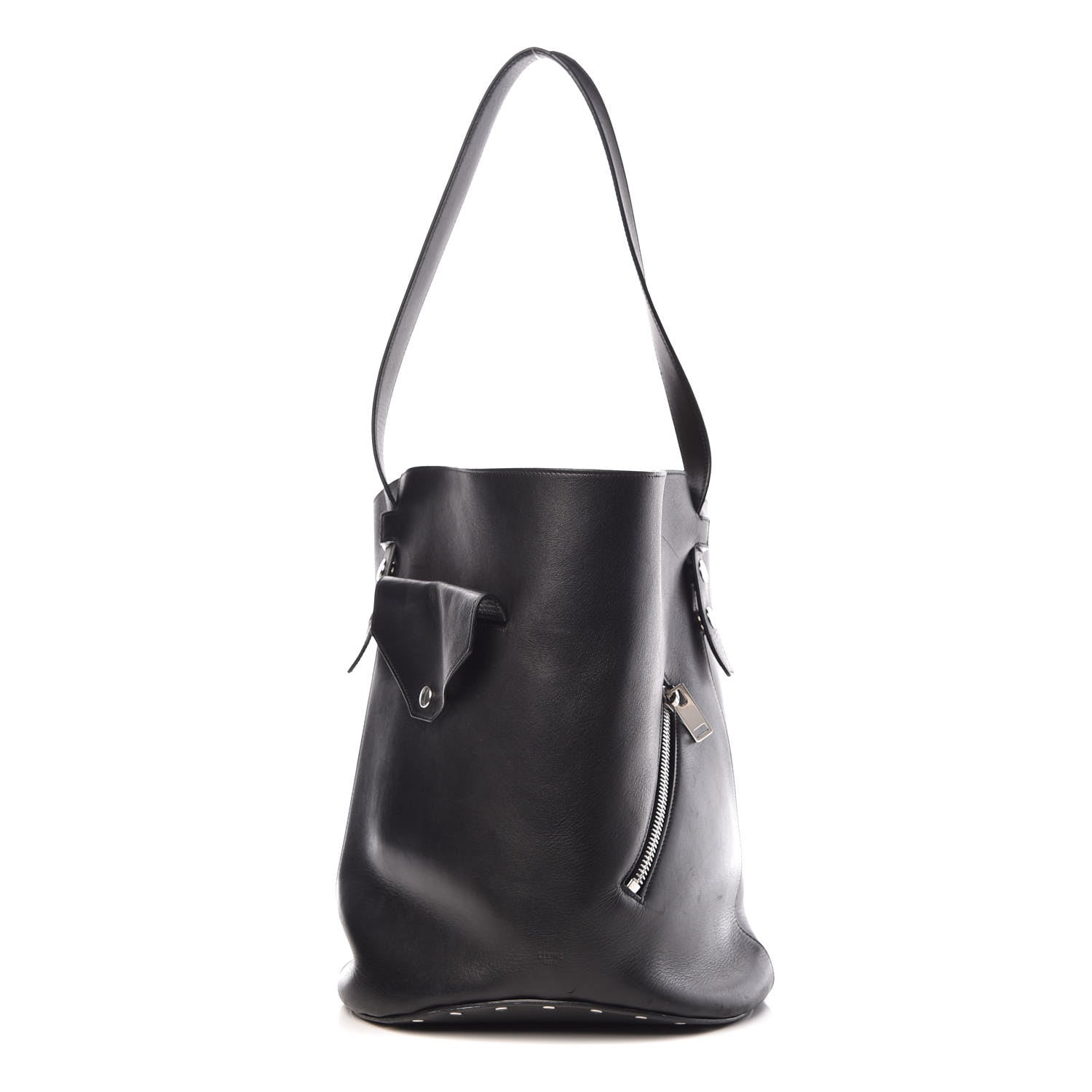 Celine Natural Calfskin Biker Bucket Shoulder Bag Black Sunflower 1 of 16