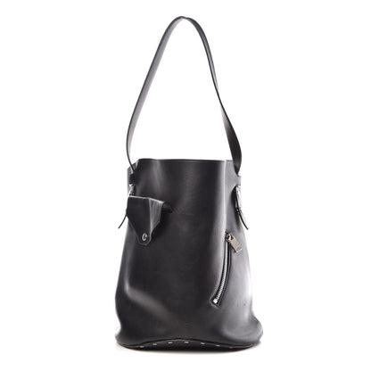 Celine Natural Calfskin Biker Bucket Shoulder Bag Black Sunflower 1 of 16