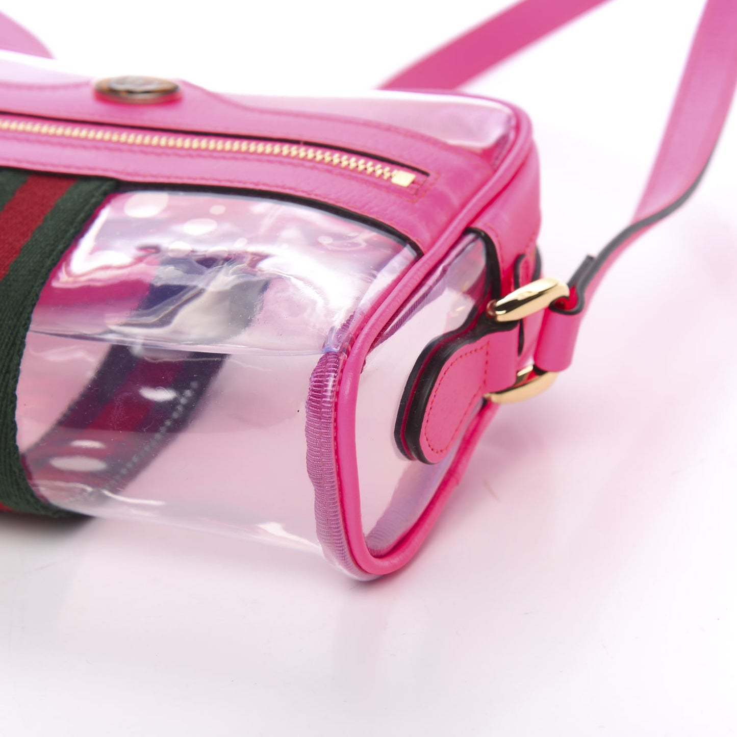 Vinyl Web Mini Ophidia Transparent Shoulder Bag Fluorescent Fuchsia