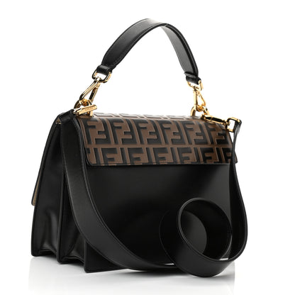 Fendi Vitello Liberty Bi-Color FF 1974 Embossed Kan U Shoulder Bag Black Maya 3 of 8
