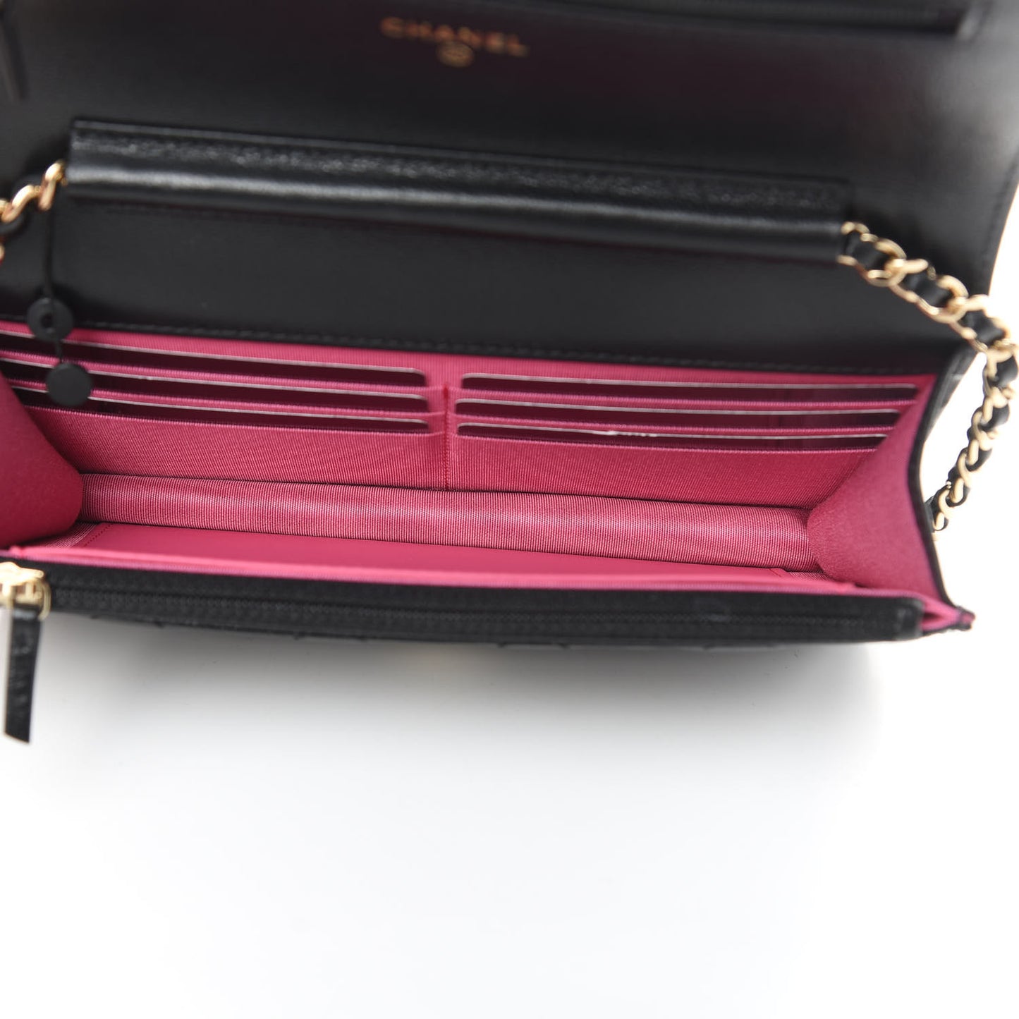 Goatskin Quilted Timeless CC Wallet On Chain WOC Black