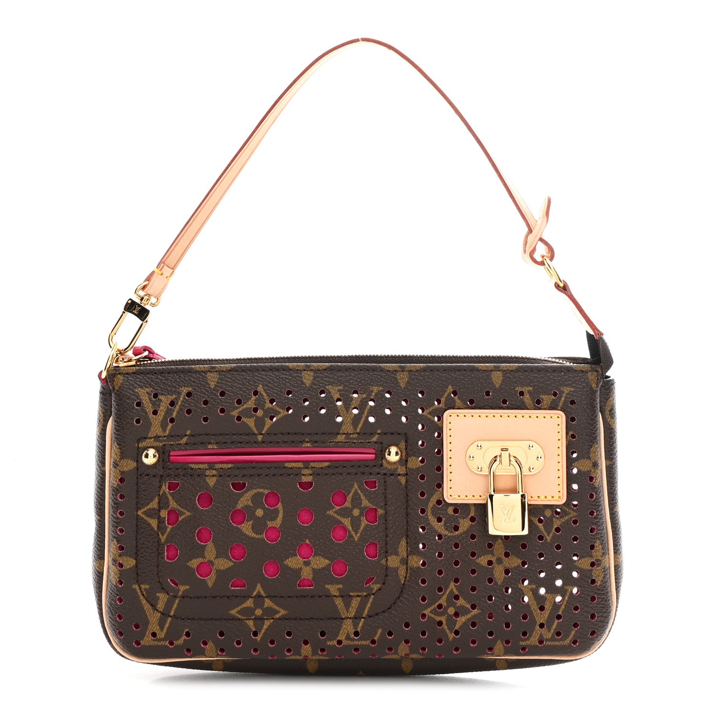 Monogram Perforated Pochette Accessories Bag Fuchsia