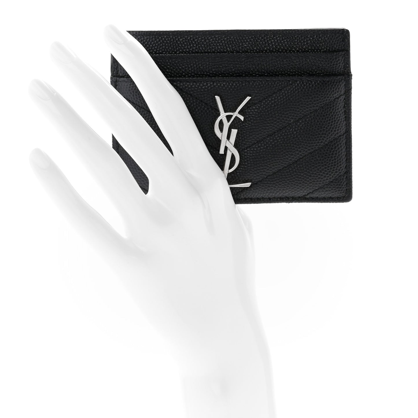 Grain De Poudre Matelasse Chevron Monogram Credit Card Case Black
