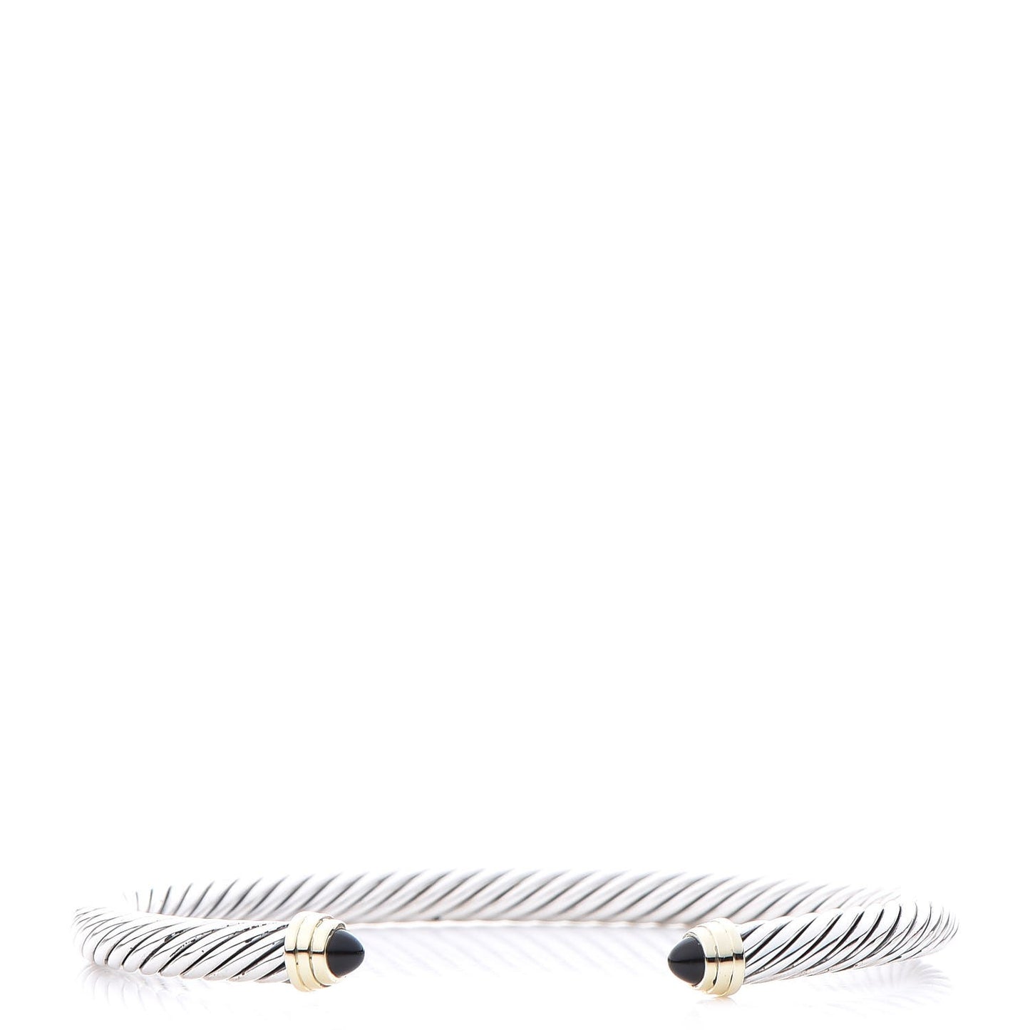 Sterling Silver 14K Yellow Gold Black Onyx 5mm Cable Classics Petite Color Bracelet
