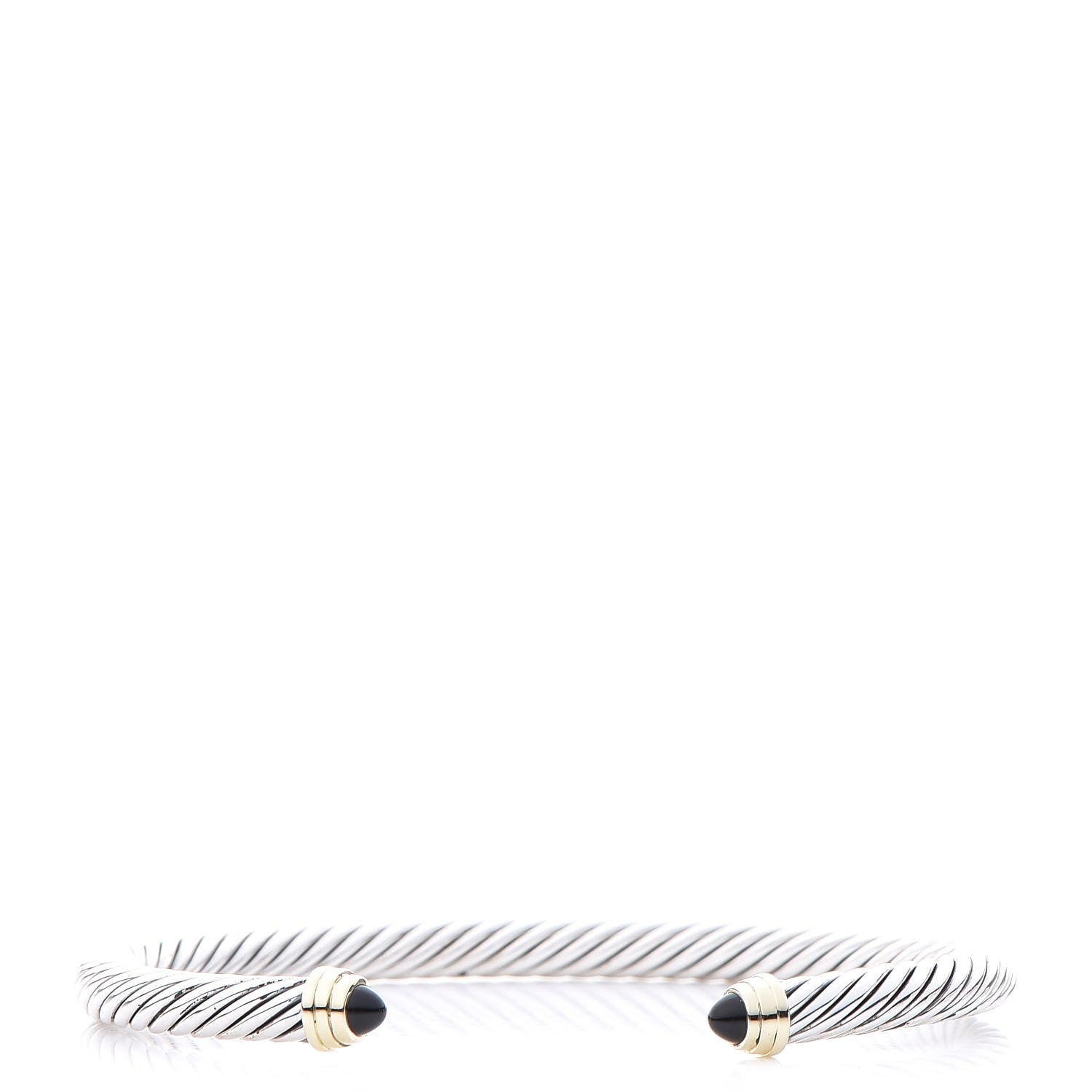 David Yurman Sterling Silver 14K Yellow Gold Black Onyx 5mm Cable Classics Petite Color Bracelet 1 of 4