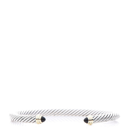 David Yurman Sterling Silver 14K Yellow Gold Black Onyx 5mm Cable Classics Petite Color Bracelet 1 of 4