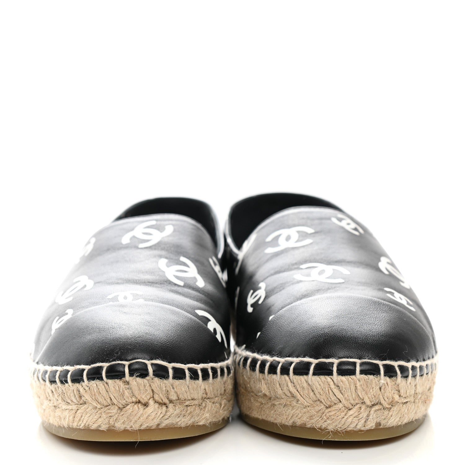 Chanel Lambskin Printed CC Espadrilles 39 Black White 2 of 10