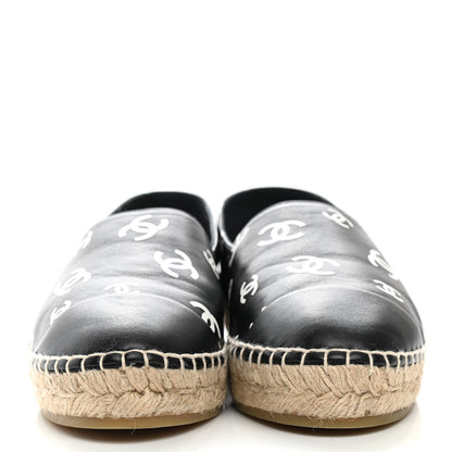 Chanel Lambskin Printed CC Espadrilles 39 Black White 2 of 10