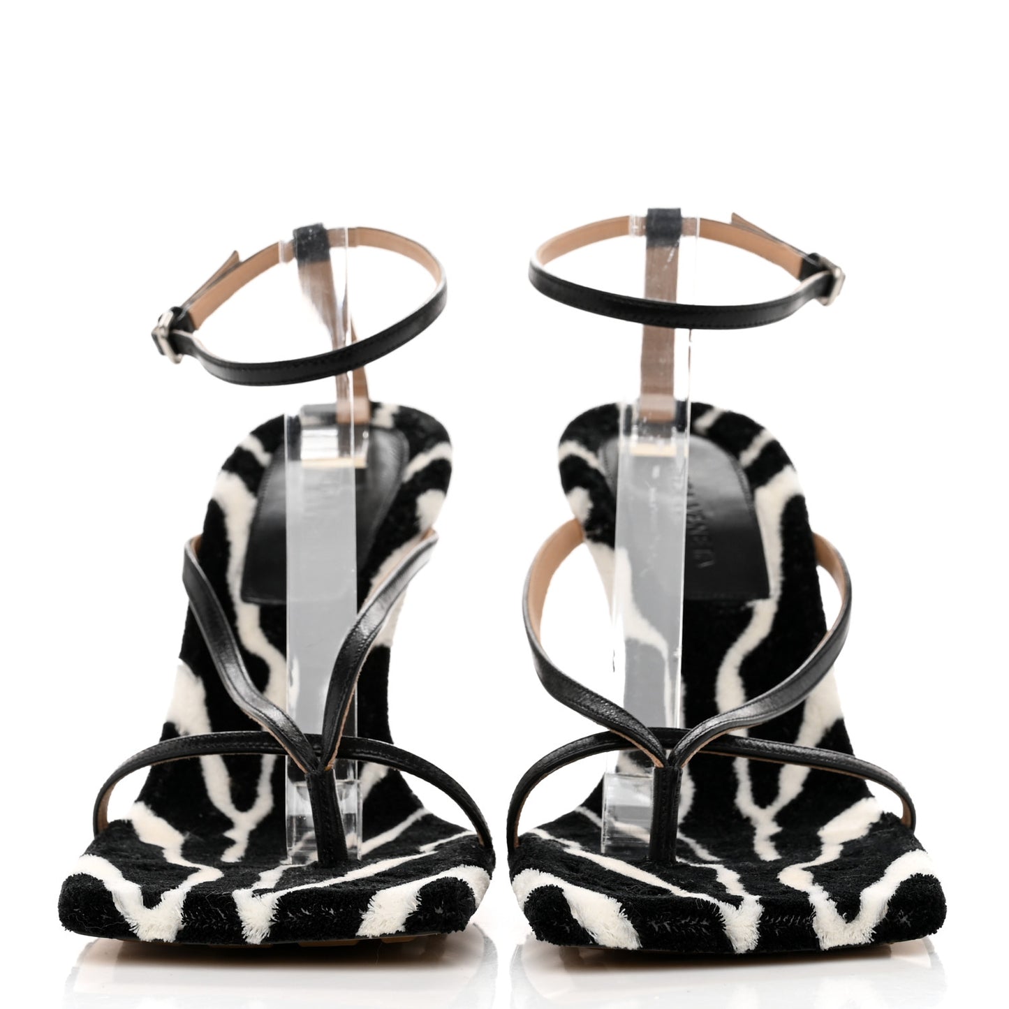 Microfiber Stretch Multi Strap 90mm Sandals 40.5 White Zebra