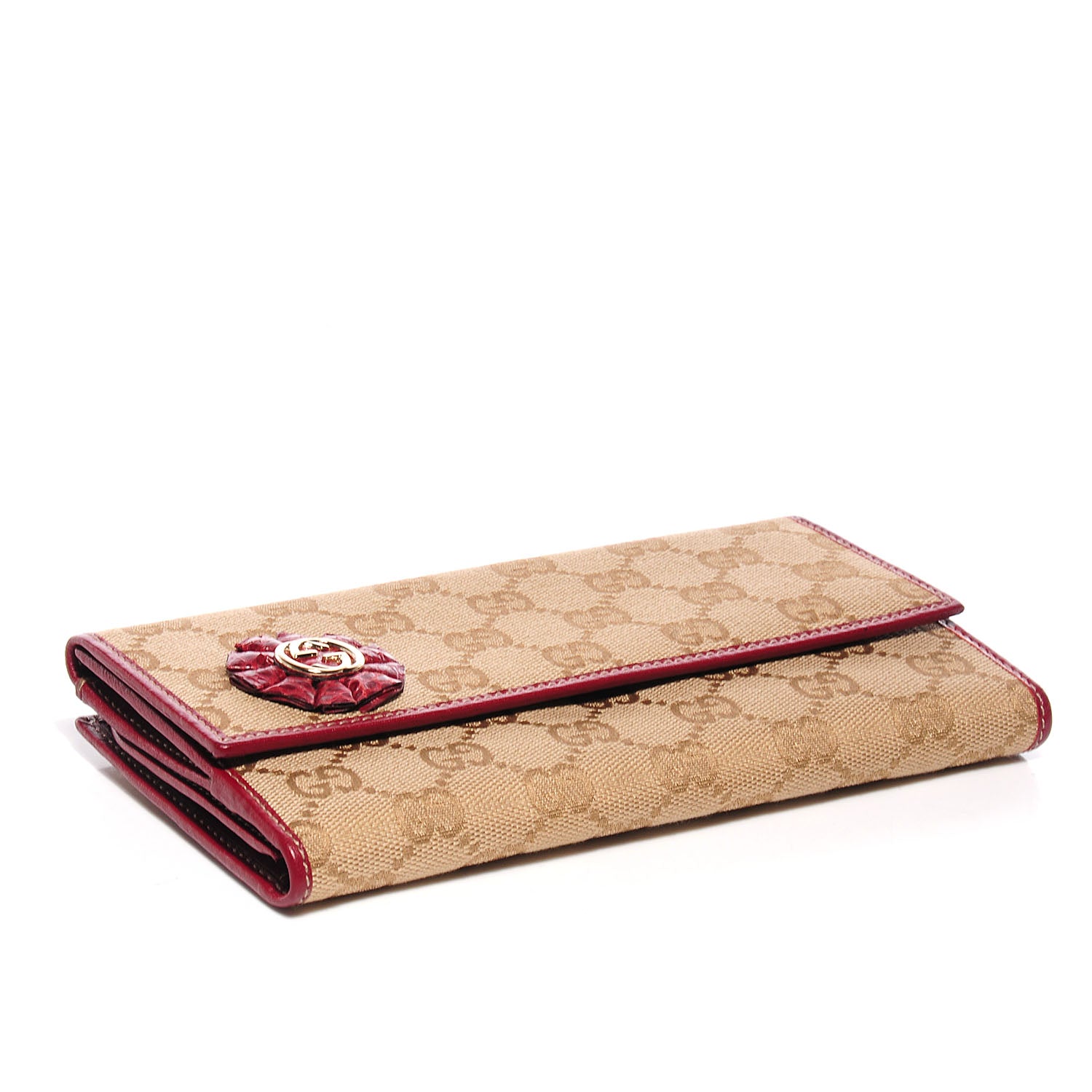 Gucci Monogram Lizard GG Trophy Continental Wallet Red 3 of 9