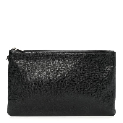 Chanel Grained Calfskin Shopping Fever Logo Zip Pouch Black 1 of 10
