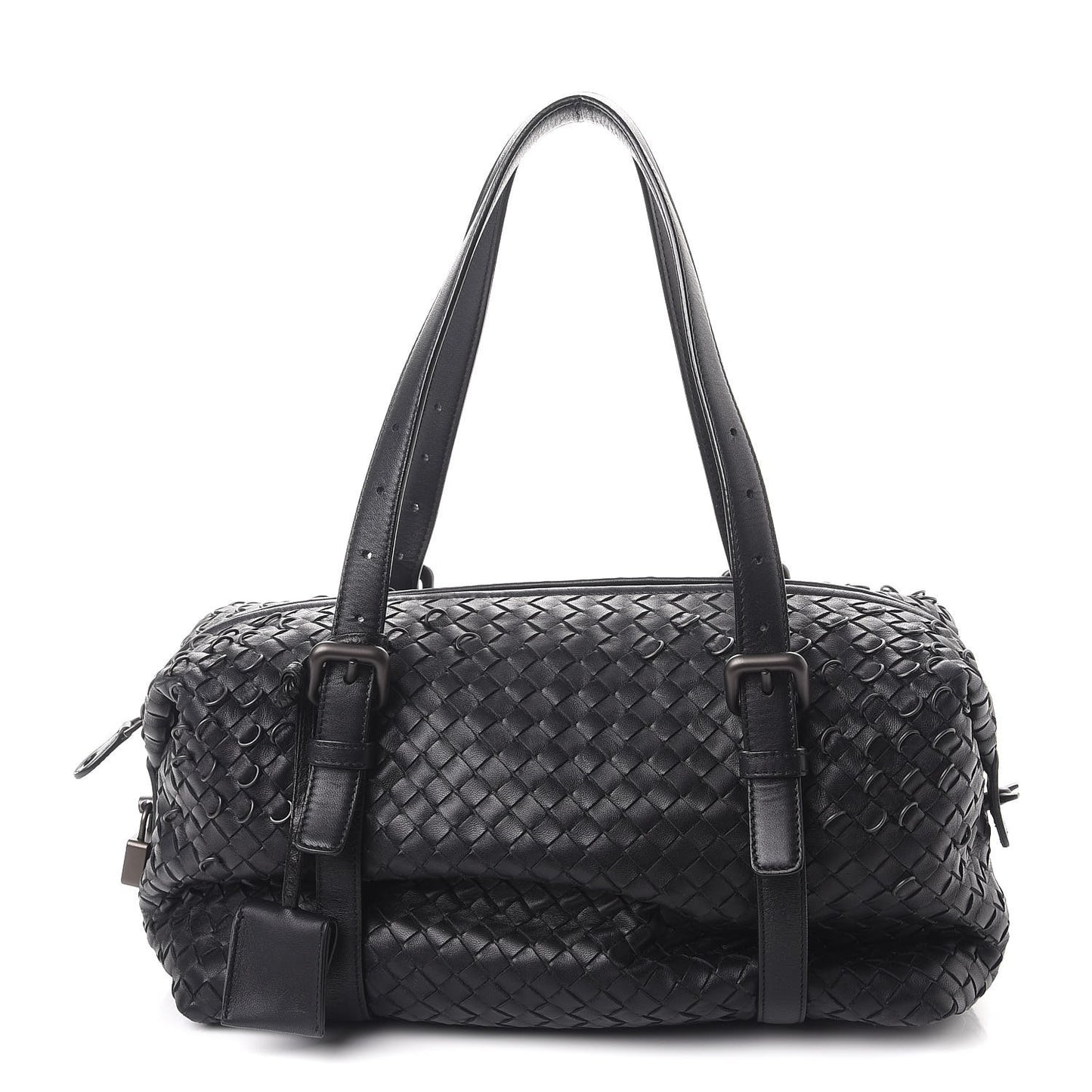Nappa Intrecciato Montaigne Rings Satchel Nero Black