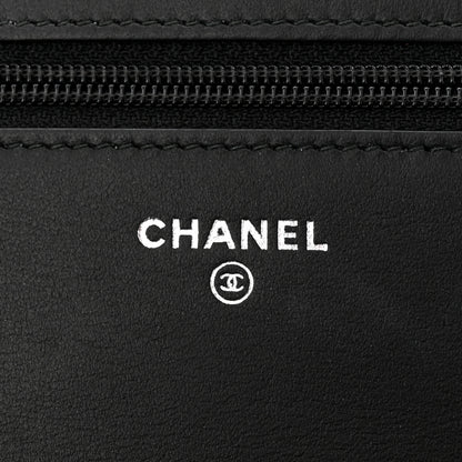 Chanel Calfskin Painted Chevron Embossed Boy Wallet On Chain WOC Black 6 of 15