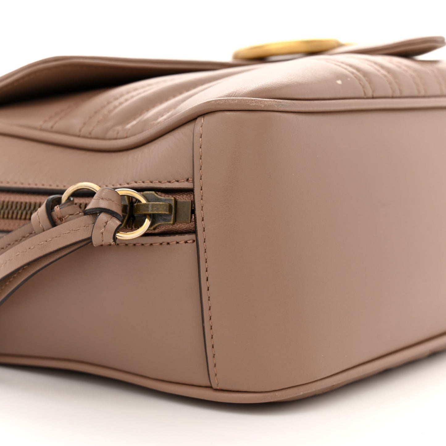 Calfskin Matelasse Sylvie Web Small GG Marmont Top Handle Shoulder Bag Porcelain Rose