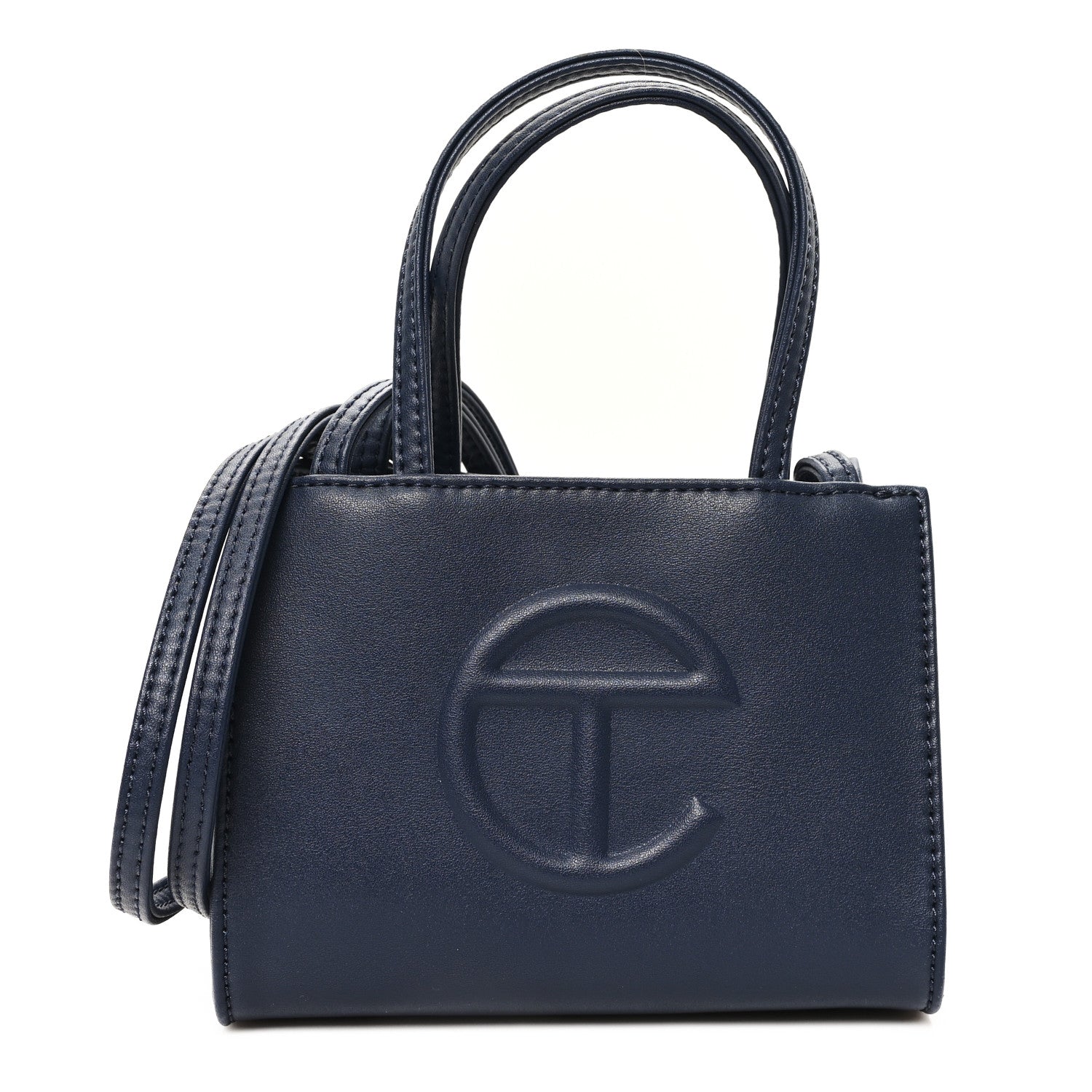 Telfar Vegan Leather Small Shopping Bag Navy 1 of 10