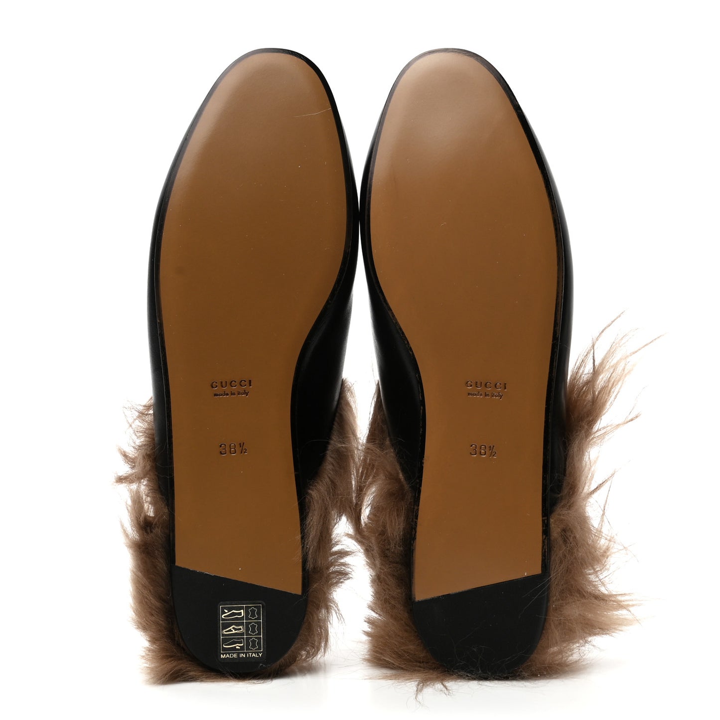 Calfskin Fur Womens Princetown Slippers 38.5 Black