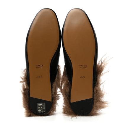 Gucci Calfskin Fur Womens Princetown Slippers 38.5 Black 5 of 7