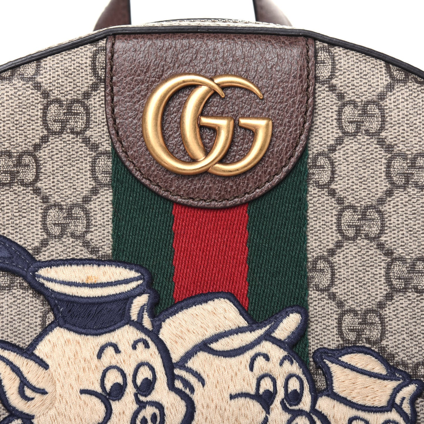 X DISNEY GG Supreme Monogram Web Three Little Pigs Ophidia Dome Backpack Beige New Acero