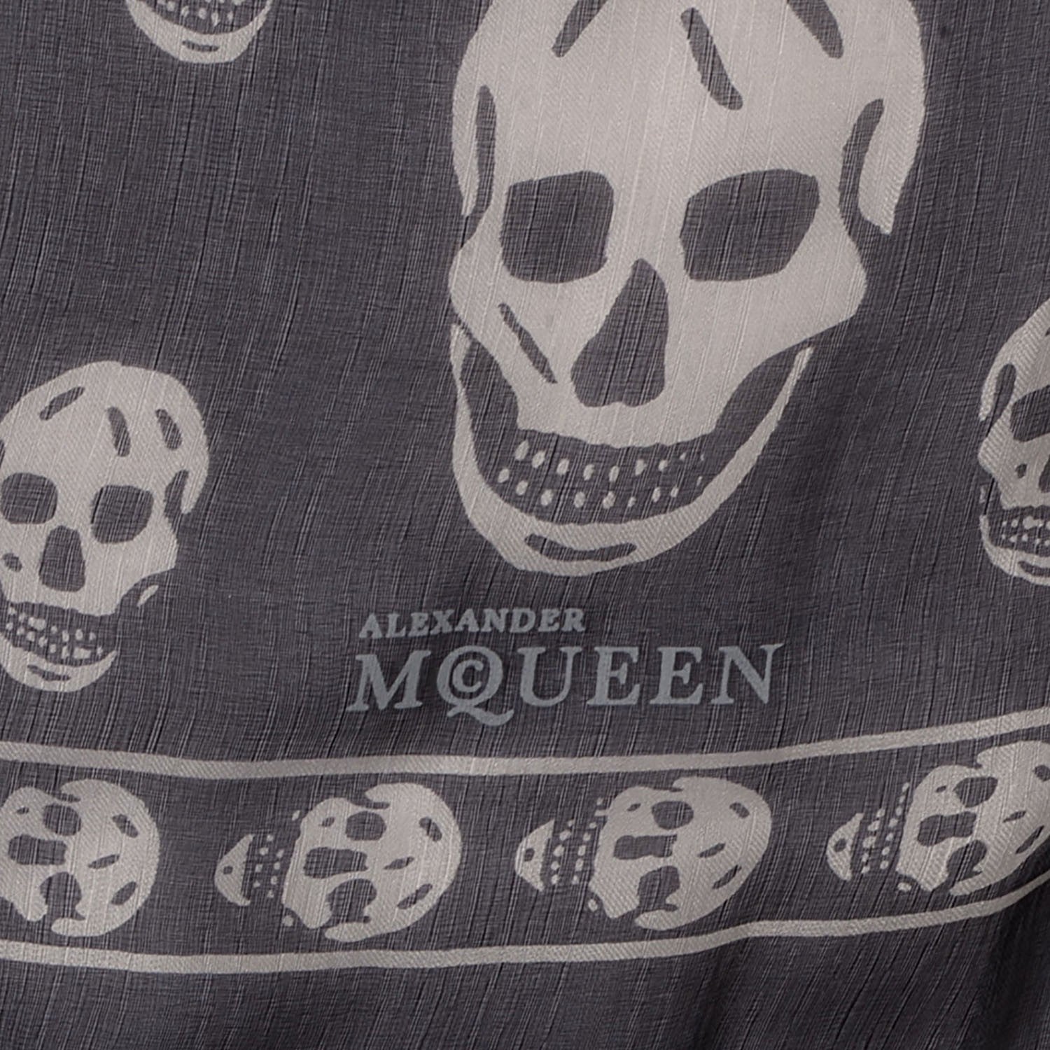 Alexander McQueen Silk Chiffon Skull Scarf Black Ivory 5 of 8