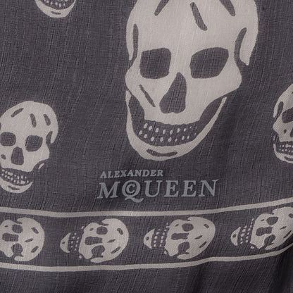 Alexander McQueen Silk Chiffon Skull Scarf Black Ivory 5 of 8