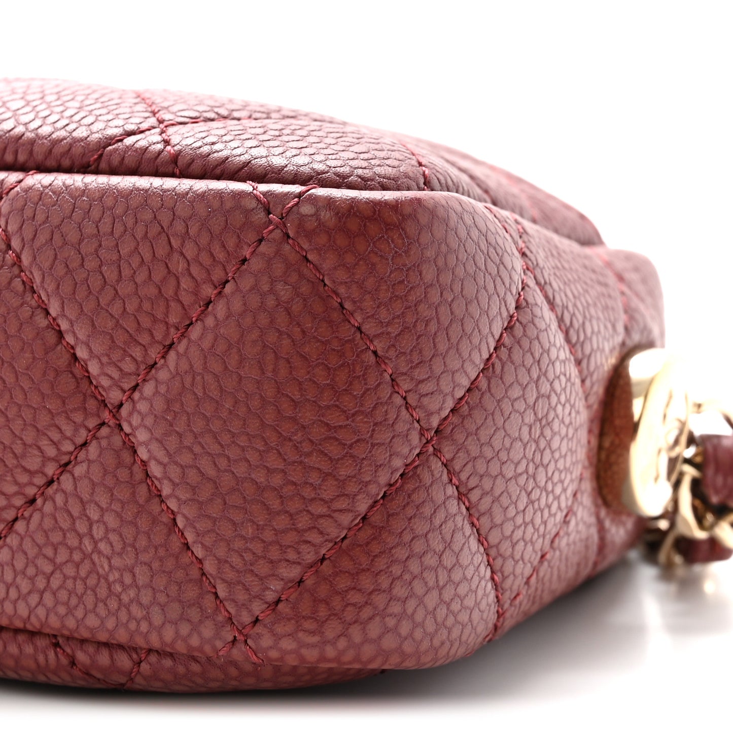 Caviar Quilted Mini Coco Tassel Camera Case Burgundy