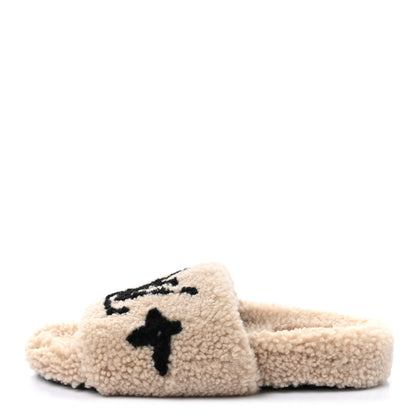 Louis Vuitton Shearling Bom Dia Flate Mules 38.5 Beige 1 of 10