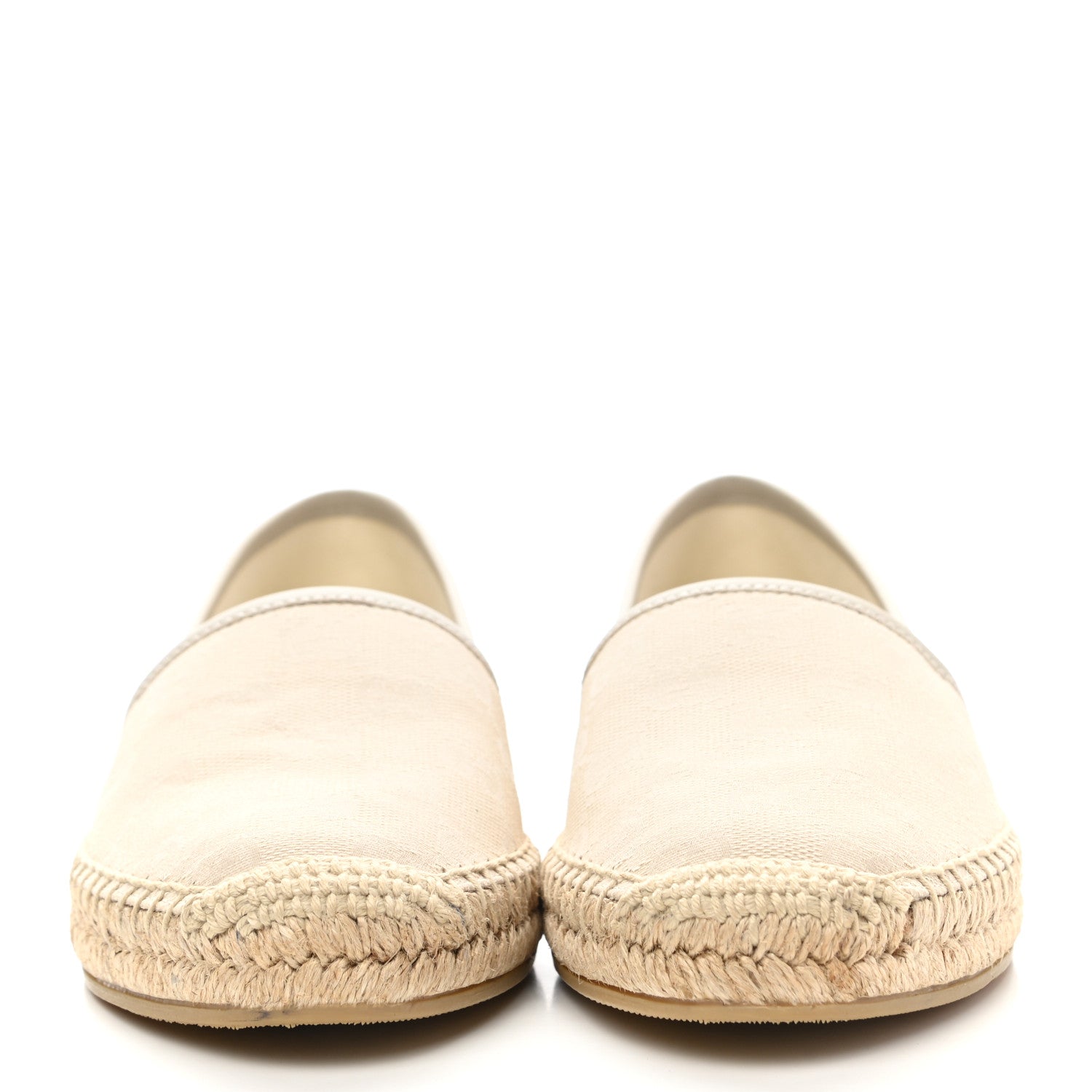 Gucci Washed Cotton Miro Soft Calfskin GG Monogram Espadrilles 36.5 White Mystic White 2 of 9