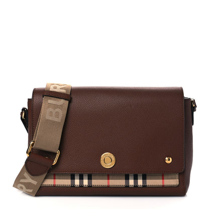 Burberry Grainy Calfskin Vintage Check Note Crossbody Bag Malt Brown 1 of 11