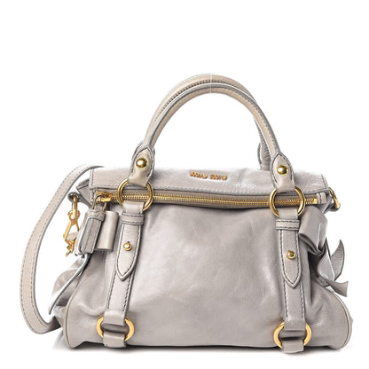 Miu Miu Vitello Lux Bow Bag Grey 1 of 9