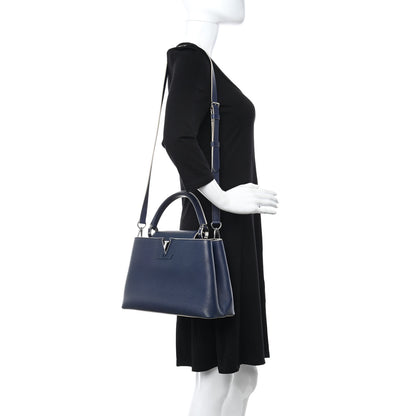 Louis Vuitton Taurillon Capucines PM Blue White 2 of 11