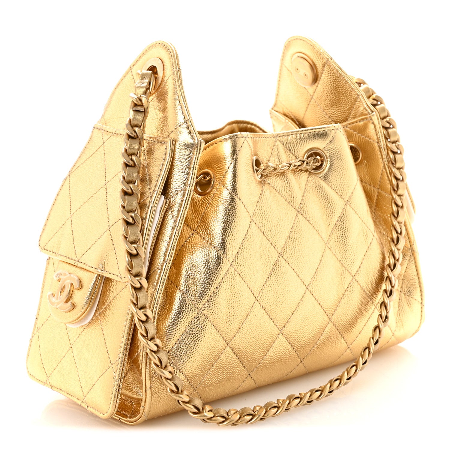 Chanel Metallic Caviar Quilted Mini Chanel 25 Handbag Gold 3 of 11