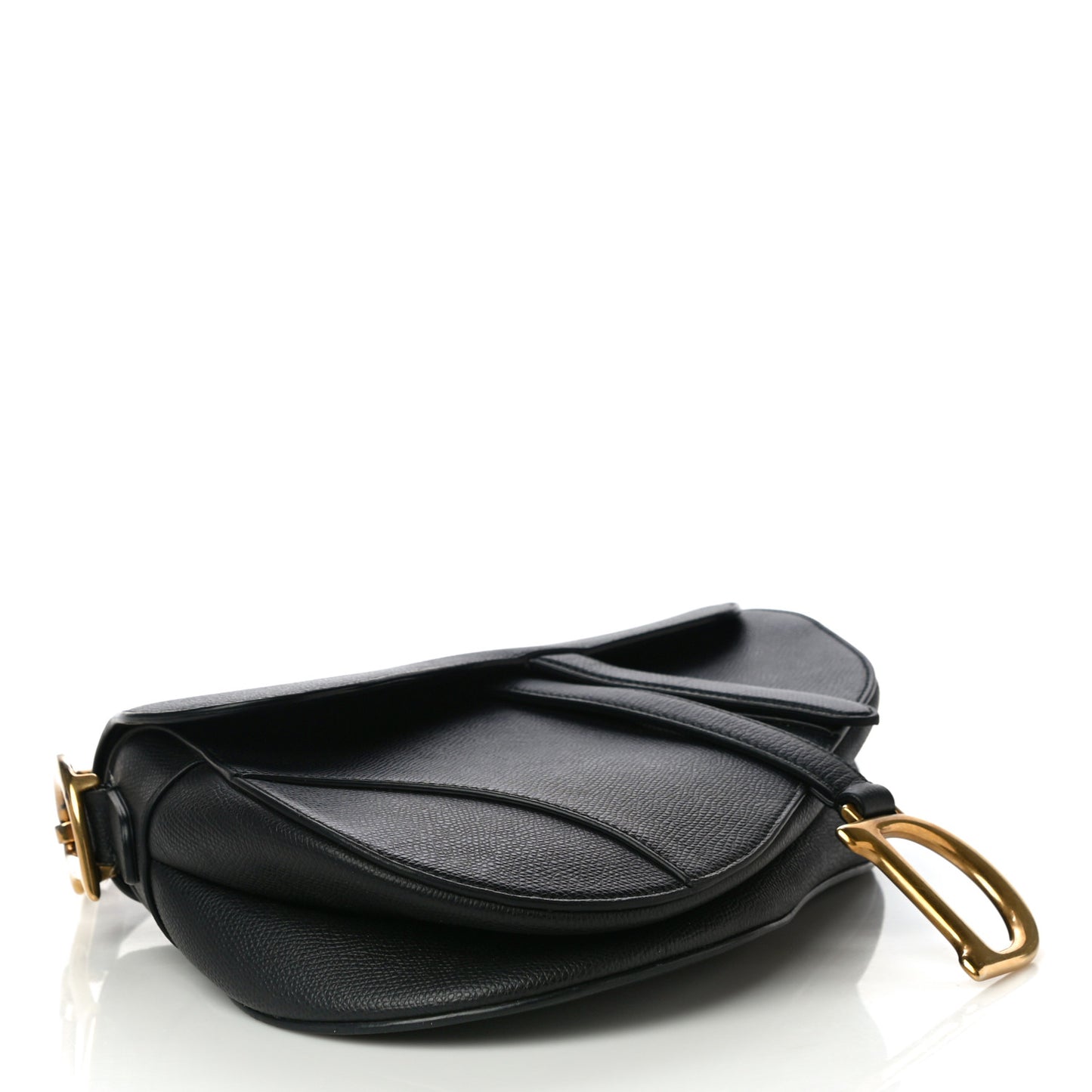 Grained Calfskin Saddle Bag Black