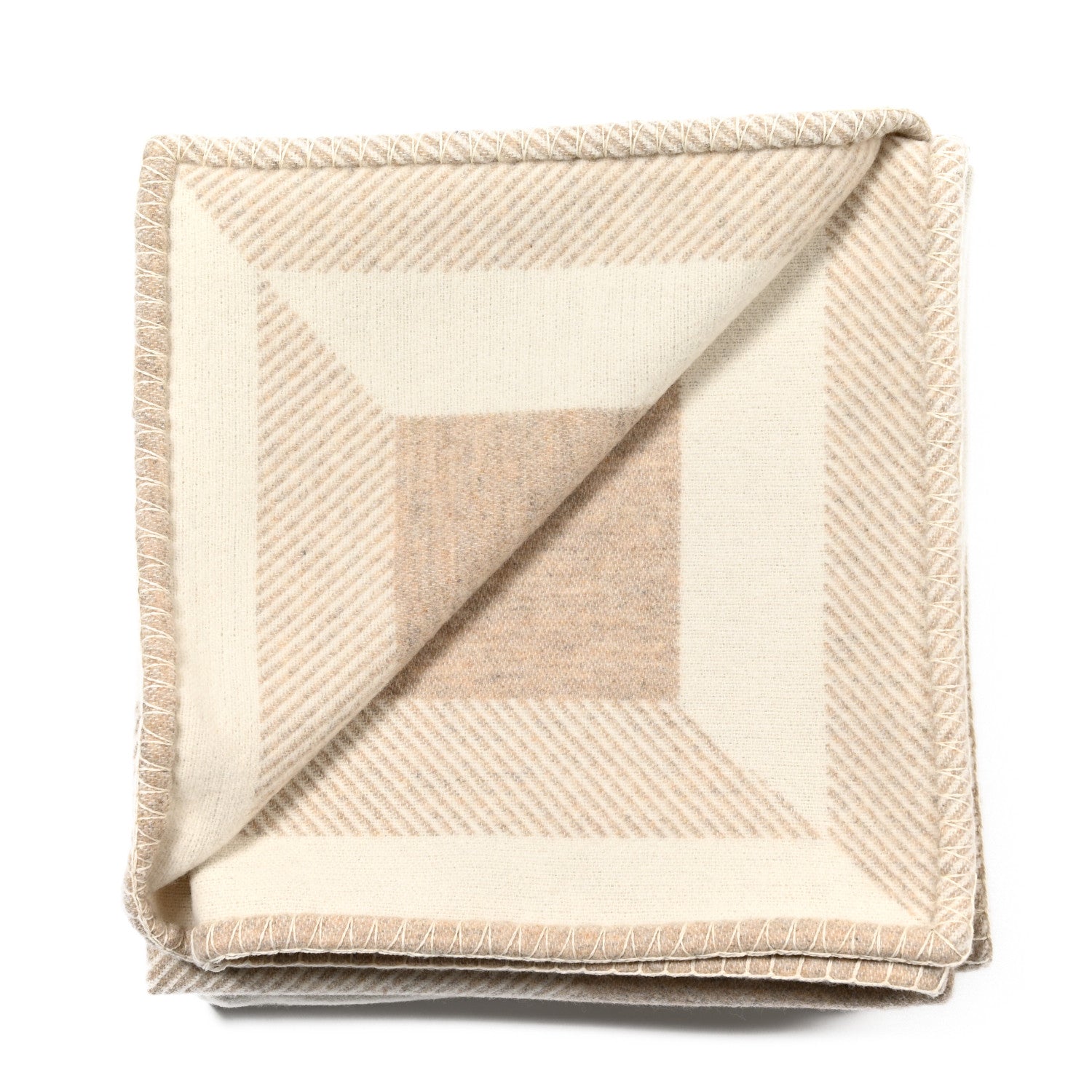 Chanel Wool Cashmere CC Throw Blanket Beige 3 of 4