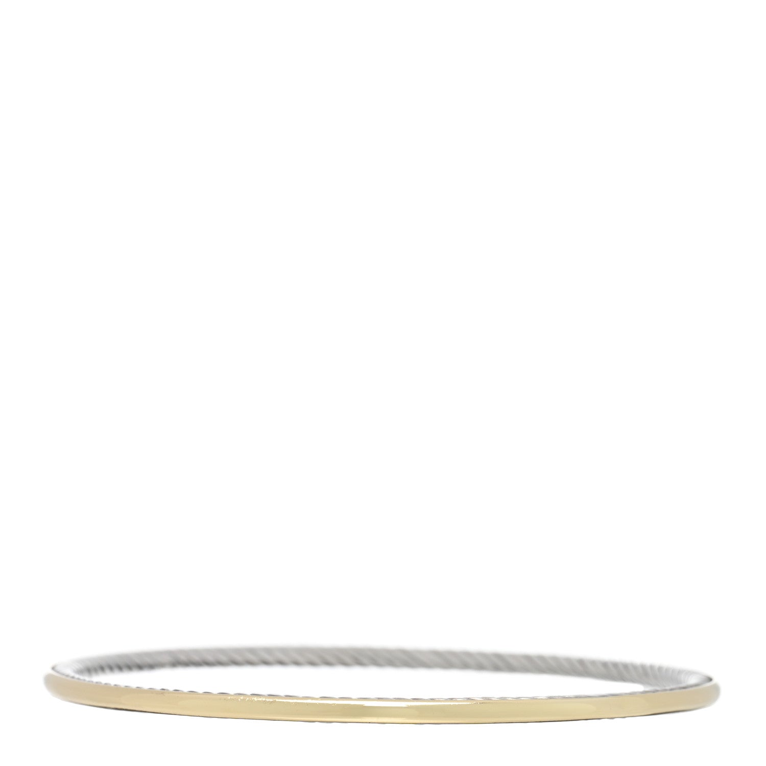 David Yurman Sterling Silver 18K Yellow Gold Cable Bangle Bracelet 1 of 3