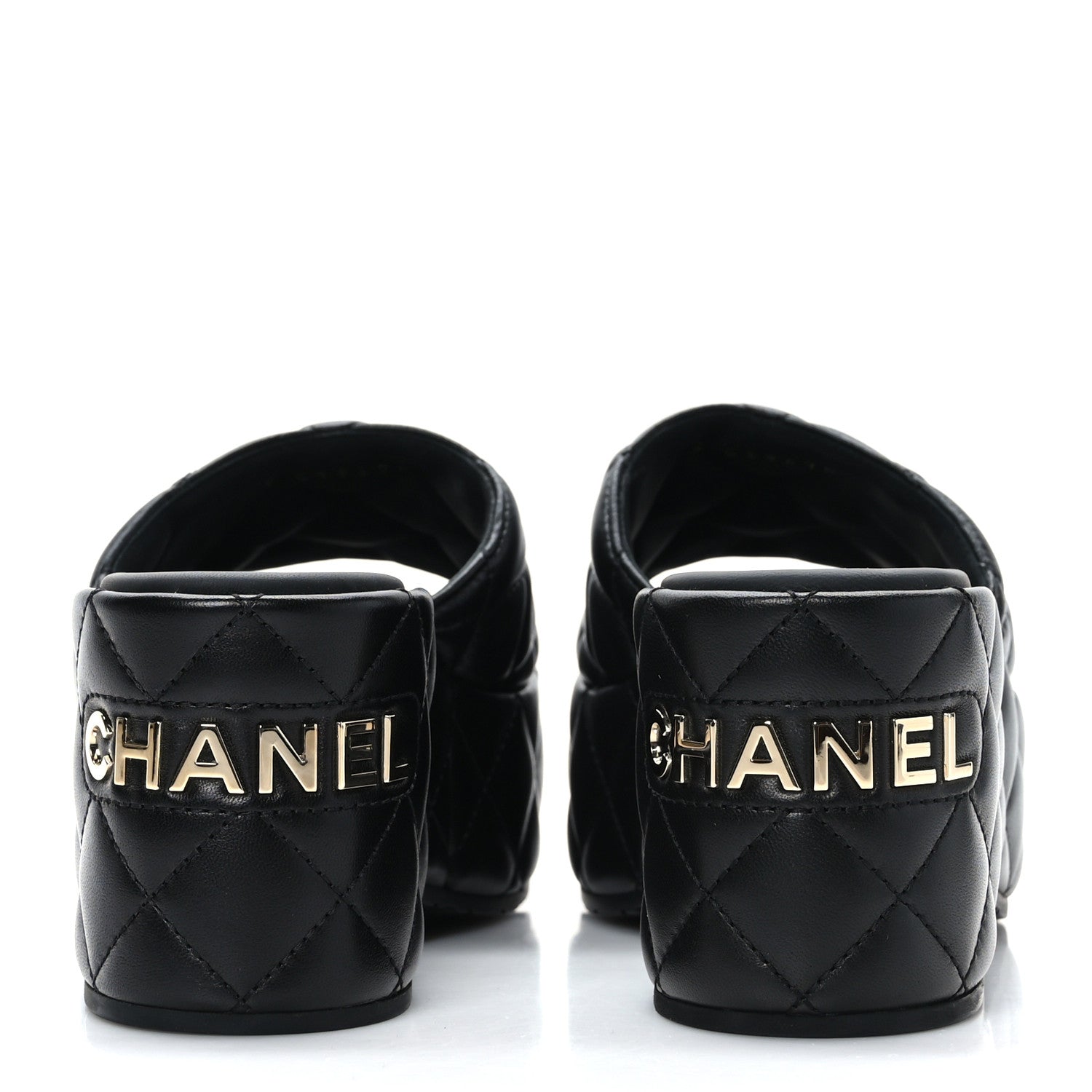 Chanel Lambskin Quilted CC Mules Wedge Sandals 36 Black 5 of 9