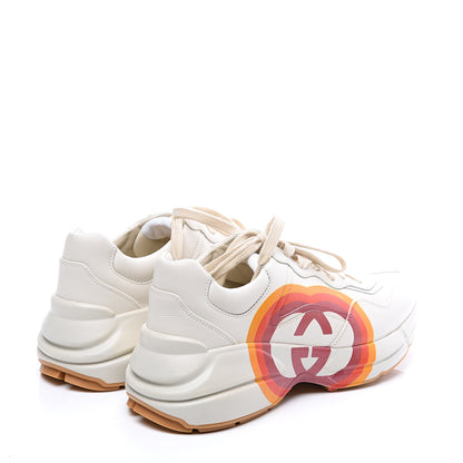 Gucci Calfskin Interlocking G Heart Womens Rhyton Sneakers 38 Mystic White 4 of 10