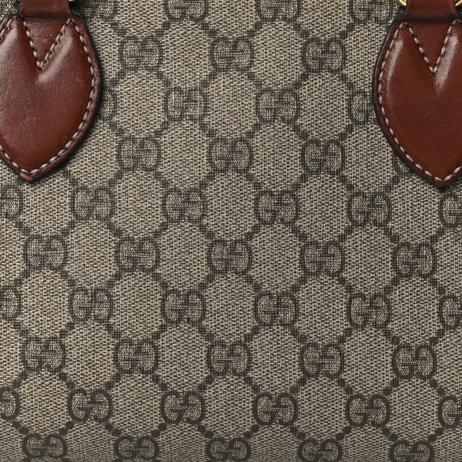 Gucci GG Supreme Monogram Cuoio Toscano Small Boston Beige Ebony Cuir 9 of 11