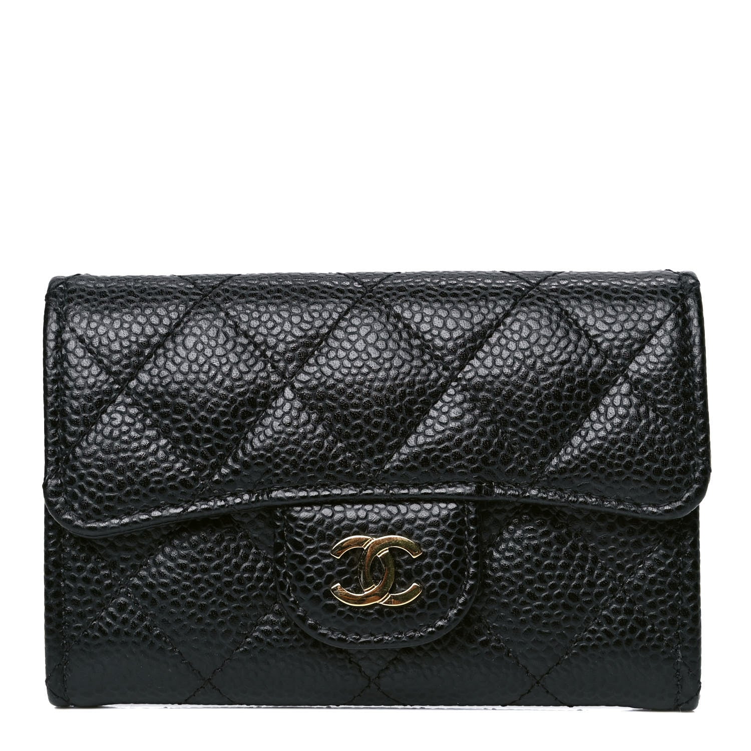 Chanel Caviar Quilted Flap Card Holder Wallet Black 1 of 4