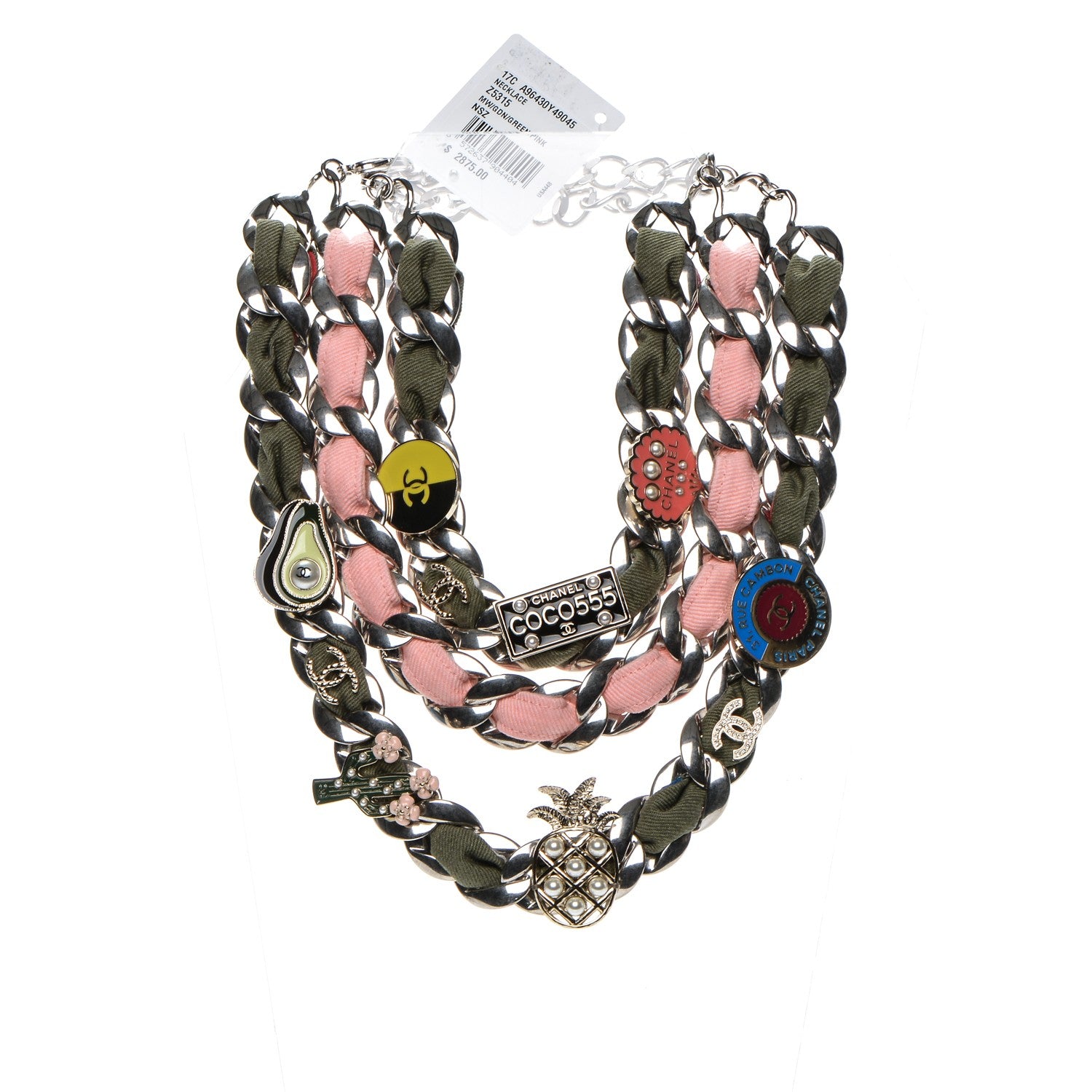 Chanel Grosgrain Chain Pearl Cuba CC Multistrand Necklace 3 of 6