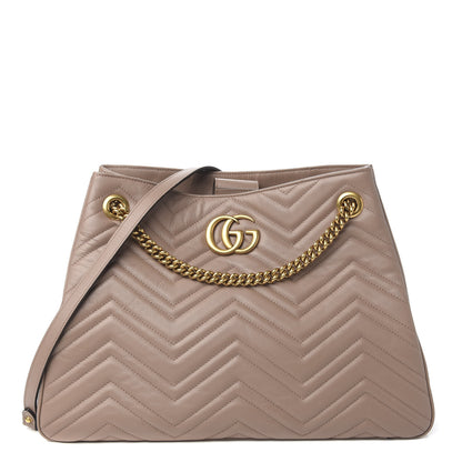 Gucci Calfskin Matelasse Medium GG Marmont Shoulder Tote Bag Porcelain Rose 1 of 9