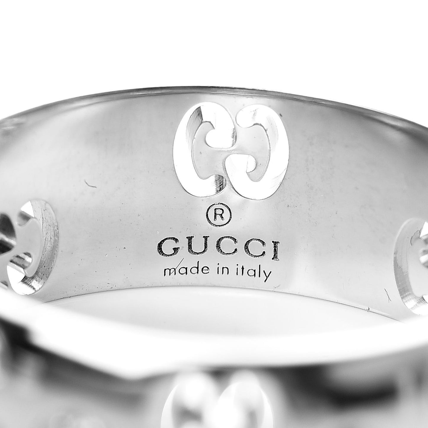 18K White Gold Diamond 6mm Icon Band Ring 50 5.5