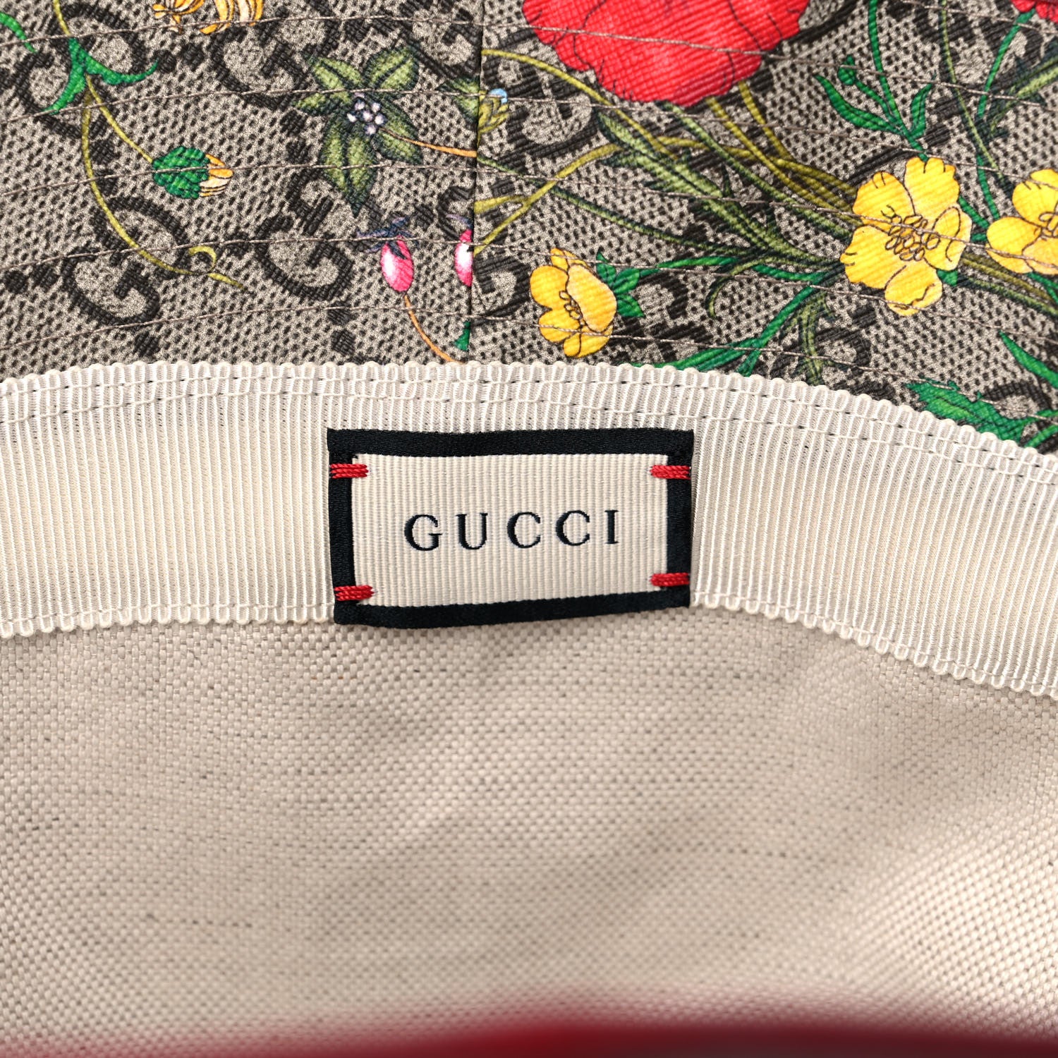 Gucci GG Supreme Monogram Flora Fedora Hat M Red 8 of 10