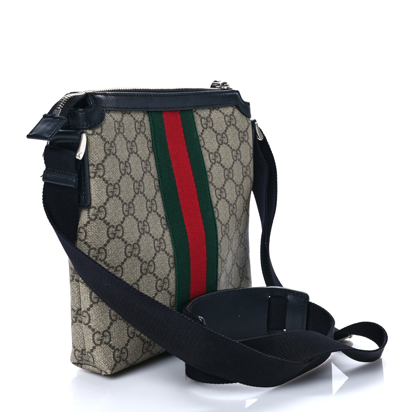 GG Supreme Monogram Web Messenger Bag Black