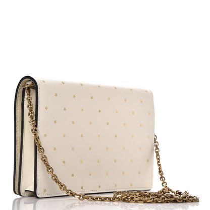 Christian Dior Calfskin Embossed Stars Wallet on Chain White Gold 3 of 8